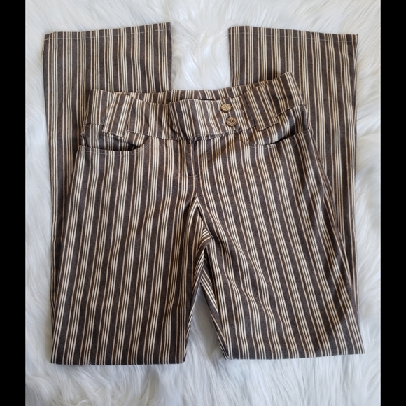 Hot Kiss Pants - Vintage 90's Y2k Hot Kiss Brown Striped Pants
